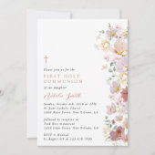 Colorful Flowers, Wildflowers, First Communion Einladung (Vorderseite)