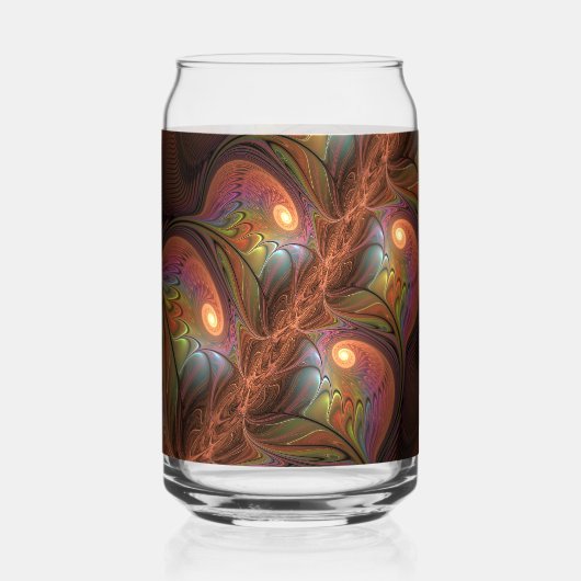 Colorful Fluorescent Abstract Trippy Brown Fractal Dosenglas (Vorderseite)