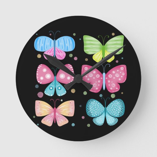 Colorful Flutter Friends Runde Wanduhr (Vorderseite)