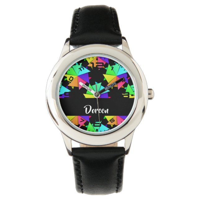 Colorful folded paper pattern armbanduhr (Vorderseite)