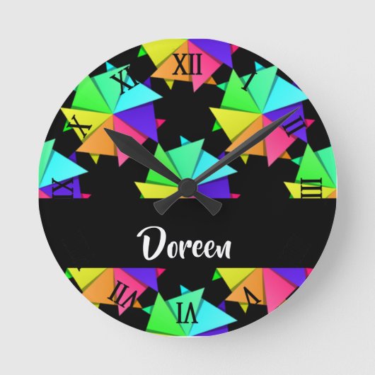 Colorful folded paper pattern runde wanduhr (Vorderseite)
