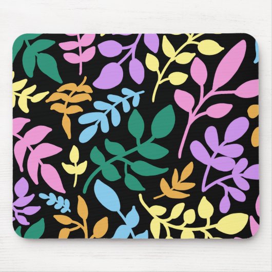 Colorful foliage in black background mousepad (Vorne)