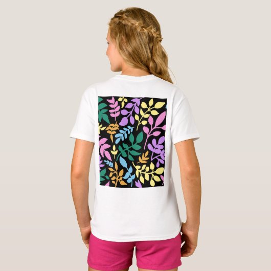 Colorful foliage in black background T-Shirt (Schwarz voll)