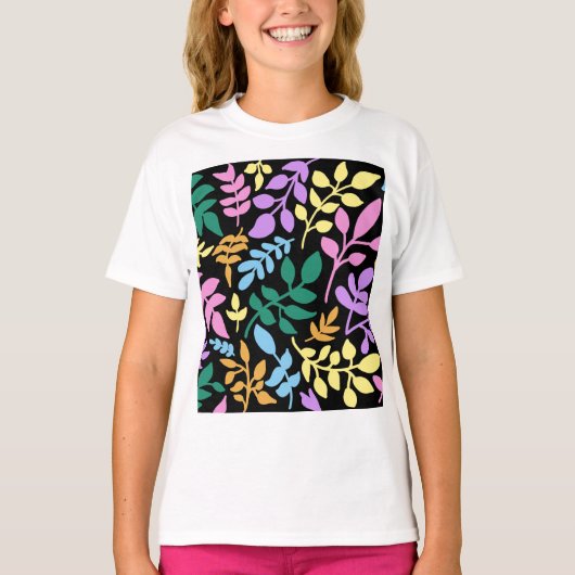 Colorful foliage in black background T-Shirt (Vorderseite)