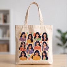 Colorful Folk Art Floral Women Portraits Aesthetic