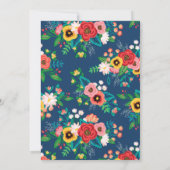 Colorful Folk Bouquets - Boho Blue Brautparty Einladung (Rückseite)