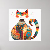 Colorful Folk Cat Leinwanddruck (Vorderseite)