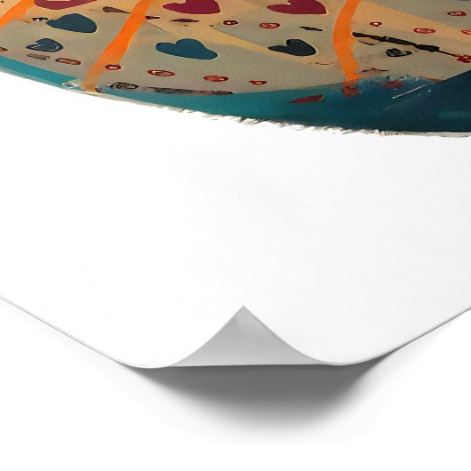 Colorful Folk Cat Poster (Ecke)