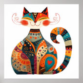 Colorful Folk Cat Poster (Vorne)
