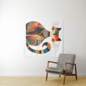 Colorful Folk Cat Wandteppich (Beispiel (Horizontal))