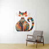 Colorful Folk Cat Wandteppich (Beispiel)