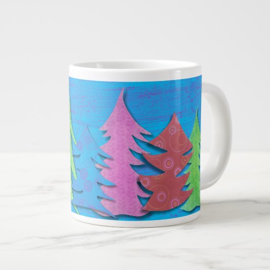 Colorful Forest Christmas Tree Jumbo-Tasse (Vorderseite Rechts)