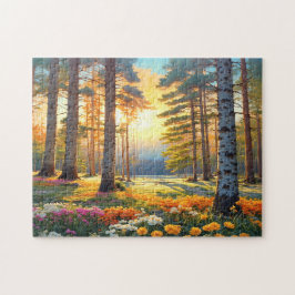 Colorful Forest Flowers and Sunshine art Puzzle
