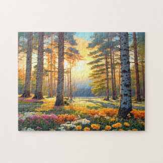 Colorful Forest Flowers and Sunshine art Puzzle
