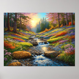 Colorful Forest Flowers Art Poster