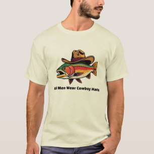 Colorful Foreut Reel Men Wear Cowboy Hats T-Shirt