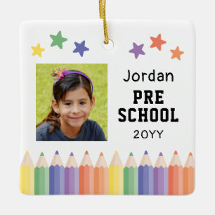 Colorful Foto Kinder vor der Schule Keramikornament