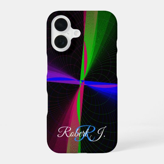 Colorful Four-Way Wave Geometric iPhone 16 Case Hülle (Rückseite)