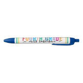 Colorful Fourth Grade Teacher Pen with Custom Name Kugelschreiber (Unterseite)