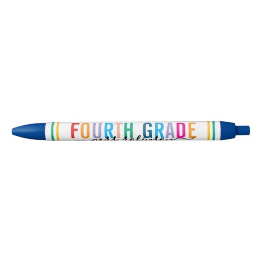 Colorful Fourth Grade Teacher Pen with Custom Name Kugelschreiber (Vorderseite)