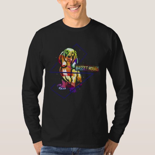 Colorful France Basset Hound Bloodhound T-Shirt (Vorderseite)