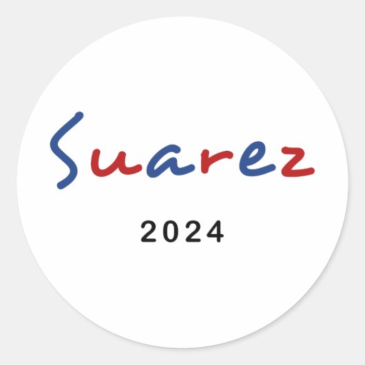 Colorful Francis Suarez 2024 Skripttext Runder Aufkleber (Vorderseite)