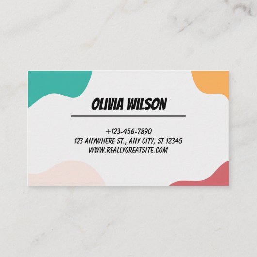 Colorful Freestyle Art Psychologist Visitenkarte (Rückseite)