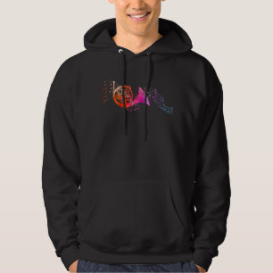 Colorful French Horn on Music sheet for Horn Playe Hoodie