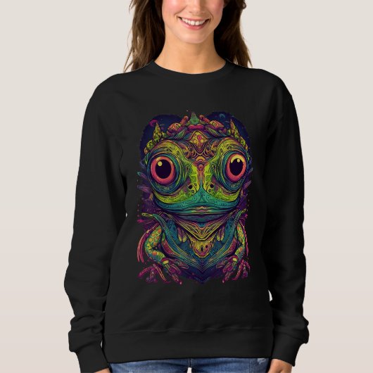 Colorful Frog Psychedelic Trippy Hippie Men Women Sweatshirt (Vorderseite)