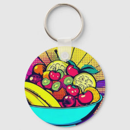 Colorful Fruit Bowl Keychain | Pop Art Food  Schlüsselanhänger