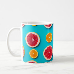 Colorful fruit pattern of fresh orange and grapefr kaffeetasse