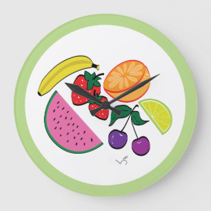 Colorful Fruit Summer, cool, Fun Große Wanduhr