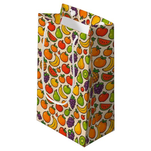 Colorful fruits patterned kleine geschenktüte (Vorderseite Schrägansicht)