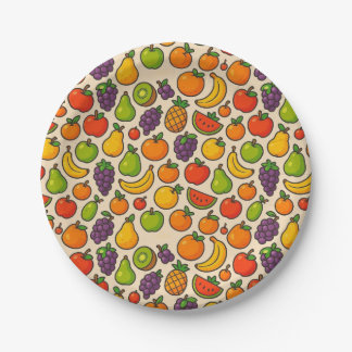 Colorful fruits patterned pappteller