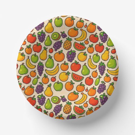 Colorful fruits patterned pappteller (Vorderseite)