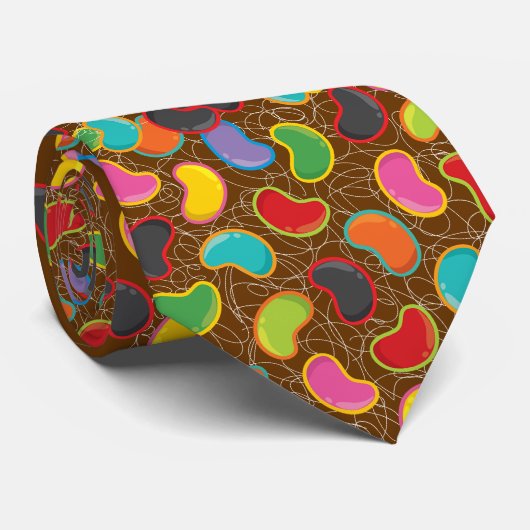 Colorful Fun Candy Groovy Retro Jellybeans Pop Tie Krawatte (Gerollt)