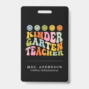 Colorful Fun Kindergarten Lehrer Individuelle Name Ausweis