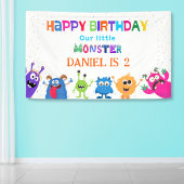 Colorful Fun Little Monster Birthday Party Banner