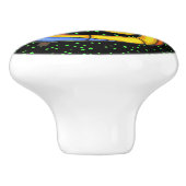 Colorful Fun Lizard Branch Dots Keramikknauf (Seitenansicht)