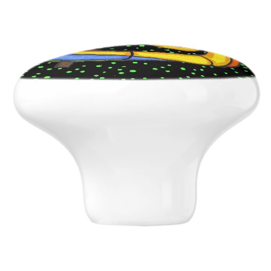 Colorful Fun Lizard Branch Dots Keramikknauf (Seitenansicht)