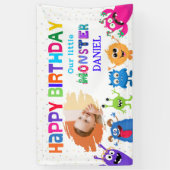 Colorful Fun Photo Little Monster Birthday Party Banner (Vertikal)