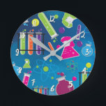 Colorful Fun Science Chemistry Personalized Office Runde Wanduhr<br><div class="desc">Customize with any text.</div>