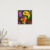 Colorful Funky Flowers Retro Paisley Hippie Poster (Küche)