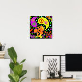 Colorful Funky Flowers Retro Paisley Hippie Poster (Heimbüro)