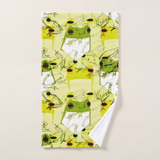 Colorful Funky Frogs Badhandtuch Set (Handtuch)