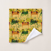 Colorful Funky Frogs Badhandtuch Set (Waschlappen)