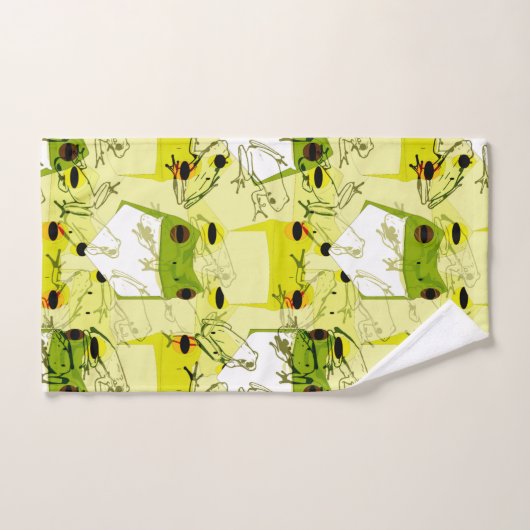 Colorful Funky Frogs Badhandtuch Set (Handtuch)