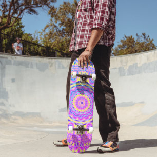 Colorful Funky Trippy Vibranff Jewel Tone Mandala Skateboard