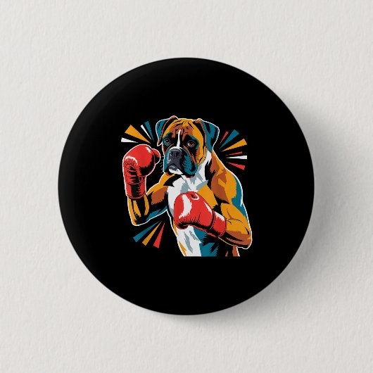 Colorful Funny Boxing Dog Lovers Kickboxing Boxer Button (Vorderseite)