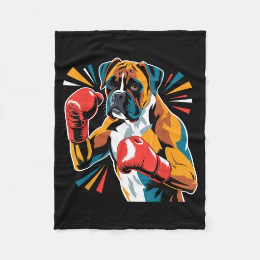 Colorful Funny Boxing Dog Lovers Kickboxing Boxer Fleecedecke (Vorderseite)
